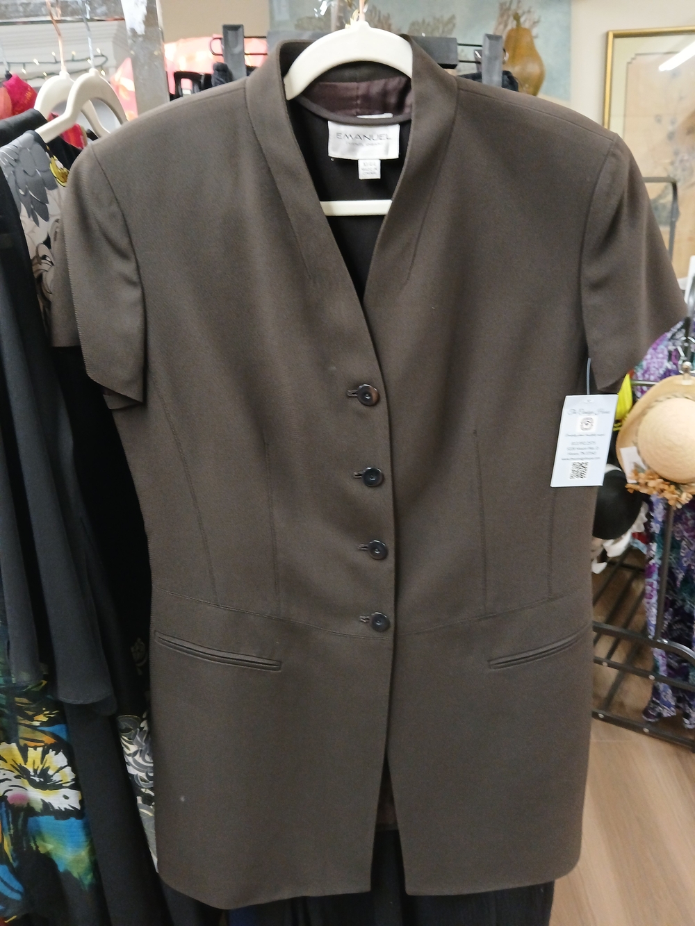 Emanuel Ungaro Brown Short-Sleeve Blazer Jacket With Vest